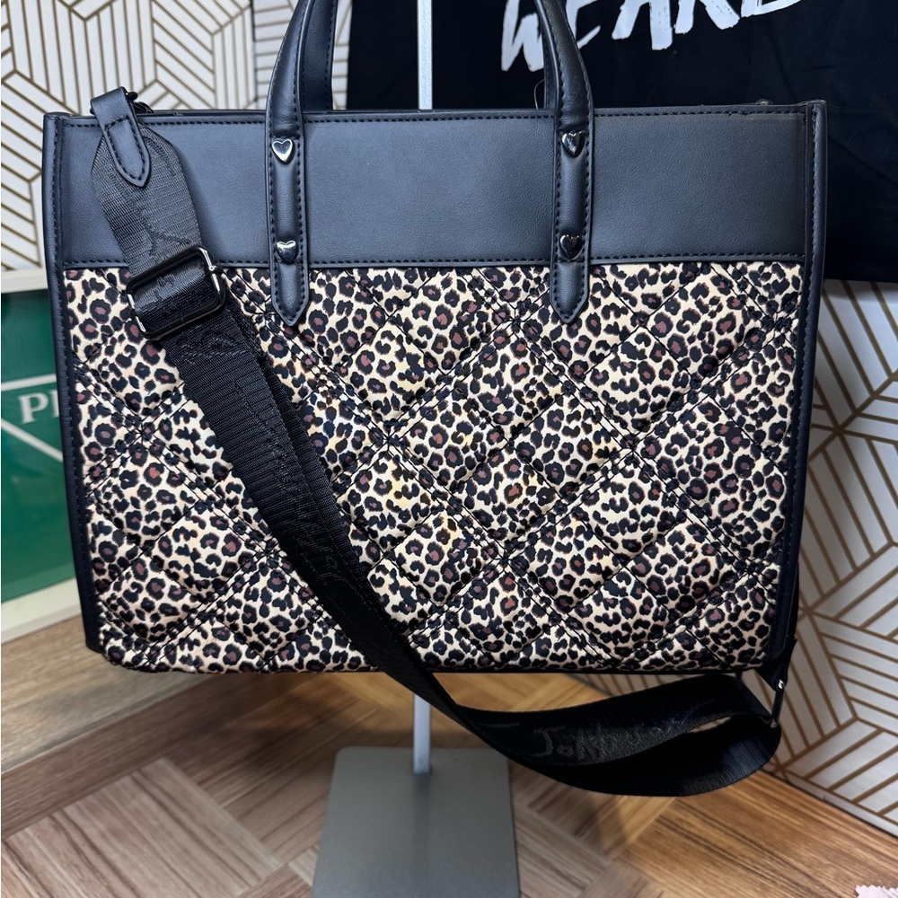 Betsey Johnson Black and Brown Leopard Tote - Picture 5 of 13